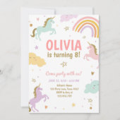 Unicorn Birthday Magical Rainbow Unicorn Party Kaart (Voorkant)
