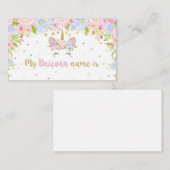 Unicorn Birthday Mijn Unicorn Name Party Game Informatiekaartje (Voorkant / Achterkant)