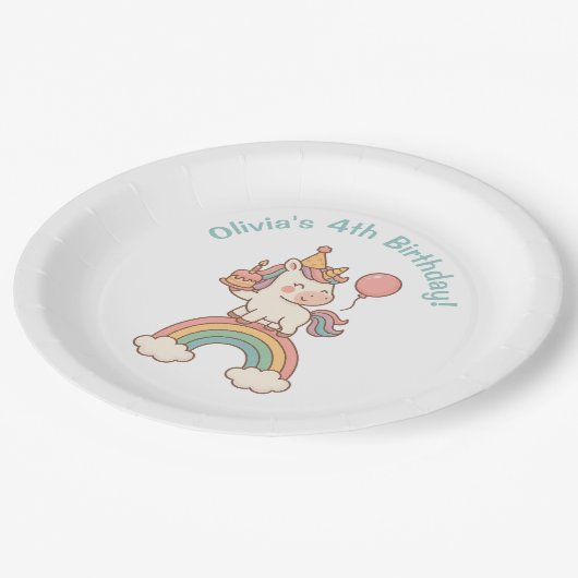 Unicorn Birthday Papieren Bordje (Gekanteld)