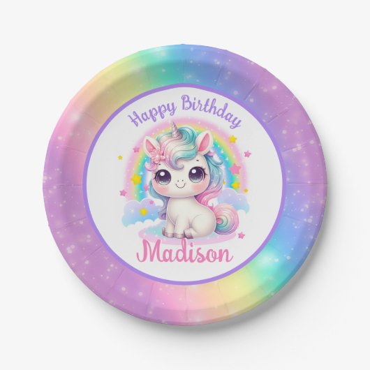 Unicorn Birthday Papieren Bordje (Voorkant)