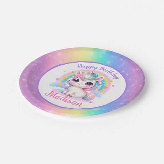 Unicorn Birthday Papieren Bordje (Gekanteld)