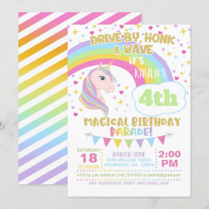 Unicorn Birthday Parade Invitation Kaart