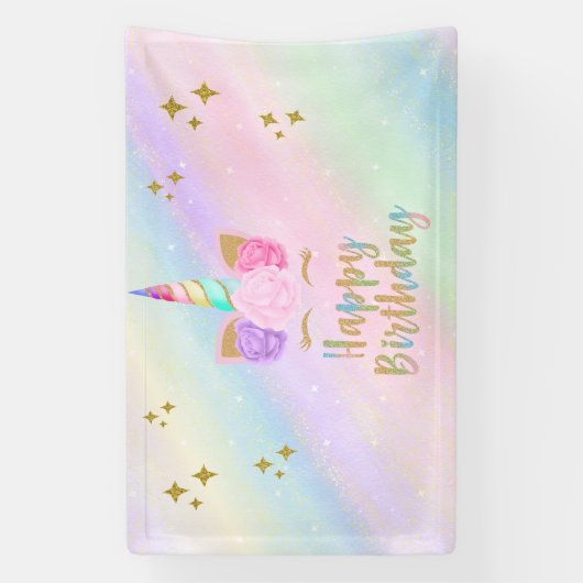 Unicorn Birthday Party Banner (Verticaal)