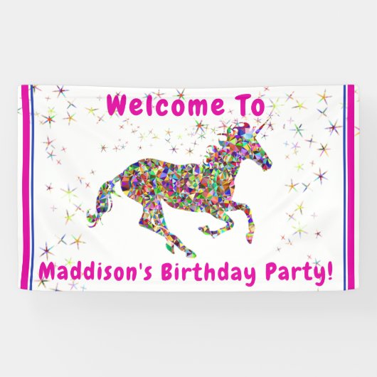 Unicorn - Birthday Party Banner - Kinderen (Horizontaal)