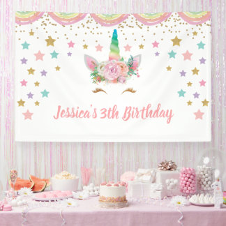Unicorn Birthday party Banner Personalized name