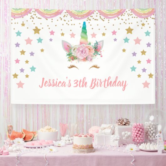 Unicorn Birthday party Banner Personalized name (Feest)
