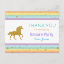 Unicorn Birthday Party Bedankt dat je creditcards 