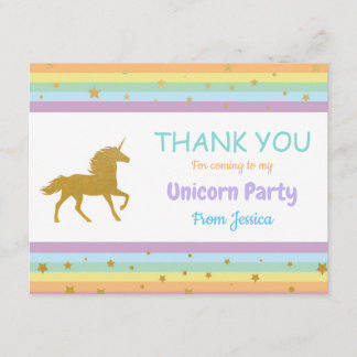 Unicorn Birthday Party Bedankt dat je creditcards