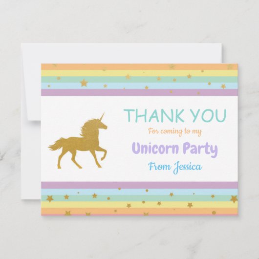 Unicorn Birthday Party Bedankt dat je creditcards  (Voorkant)