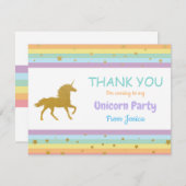 Unicorn Birthday Party Bedankt dat je creditcards  (Voorkant / Achterkant)