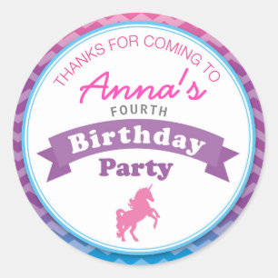 Unicorn Birthday Party Bedankt Sticker