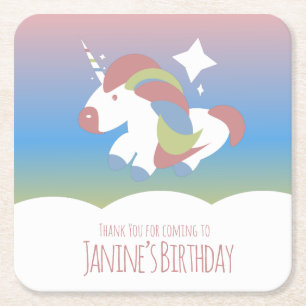Unicorn Birthday Party Clouds Colorful Gradient Kartonnen Onderzetters