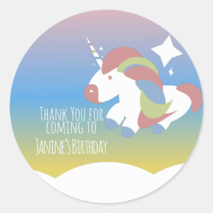 Unicorn Birthday Party Clouds Colorful Gradient Ronde Sticker