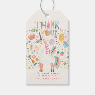 Unicorn Birthday Party Dank je Cadeaulabel
