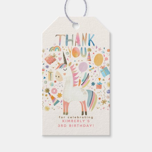Unicorn Birthday Party Dank je Cadeaulabel (Voorkant)