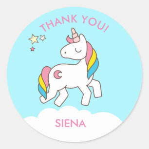 Unicorn Birthday Party Dank je Ronde Sticker