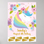 Unicorn Birthday Party Game | Pin the Tail Game Poster (Voorkant)