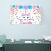 Unicorn Birthday Party - Gepersonaliseerde tabelac Spandoek (Beurs)