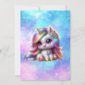 Unicorn Birthday Party Girl Invitation Kaart (Achterkant)