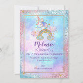 Unicorn Birthday Party Girl Invitation Kaart (Voorkant)