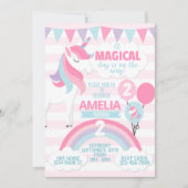 Unicorn Birthday Party Invitation Invite Kaart (Voorkant)