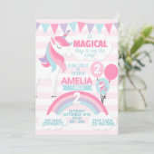 Unicorn Birthday Party Invitation Invite Kaart (Staand voorkant)
