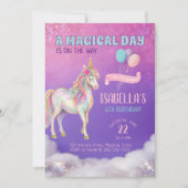 Unicorn Birthday Party Invitation Kaart (Voorkant)