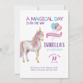 Unicorn Birthday Party Invitation Kaart (Voorkant)