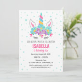 Unicorn Birthday Party Invitation Kaart (Staand voorkant)