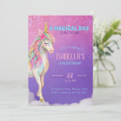 Unicorn Birthday Party Invitation Kaart (Staand voorkant)