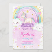 Unicorn Birthday Party Invitation Kaart (Voorkant)