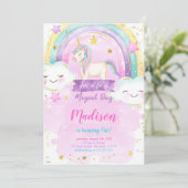 Unicorn Birthday Party Invitation Kaart (Staand voorkant)