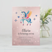 Unicorn Birthday Party Invitation Kaart (Staand voorkant)