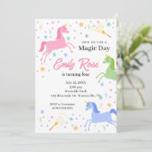 Unicorn Birthday Party Invitation Kaart (Staand voorkant)