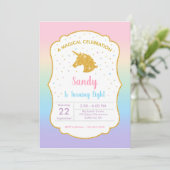 Unicorn Birthday Party Invitation Kaart (Staand voorkant)