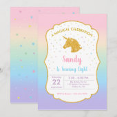 Unicorn Birthday Party Invitation Kaart (Voorkant / Achterkant)