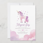 Unicorn Birthday Party Invitation Kaart (Voorkant)