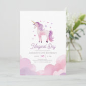 Unicorn Birthday Party Invitation Kaart (Staand voorkant)