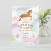 Unicorn Birthday Party Invitation Kaart (Staand voorkant)