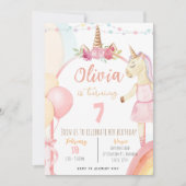Unicorn Birthday Party Invitation Kaart (Voorkant)