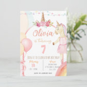 Unicorn Birthday Party Invitation Kaart (Staand voorkant)