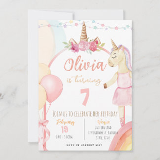 Unicorn Birthday Party Invitation Kaart
