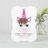 Unicorn Birthday Party Invitation Kaart (Staand voorkant)