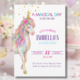 Unicorn Birthday Party Invitation Kaart