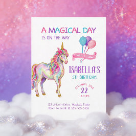 Unicorn Birthday Party Invitation Kaart