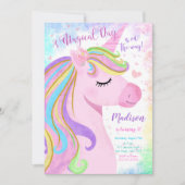 Unicorn Birthday Party Invitation Kaart (Voorkant)