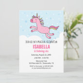 Unicorn Birthday Party Invitation Kaart (Staand voorkant)
