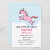 Unicorn Birthday Party Invitation Kaart (Voorkant / Achterkant)