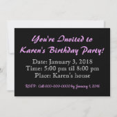Unicorn Birthday Party Invitation Kaart (Achterkant)