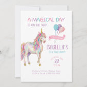 Unicorn Birthday Party Invitation Kaart (Voorkant)